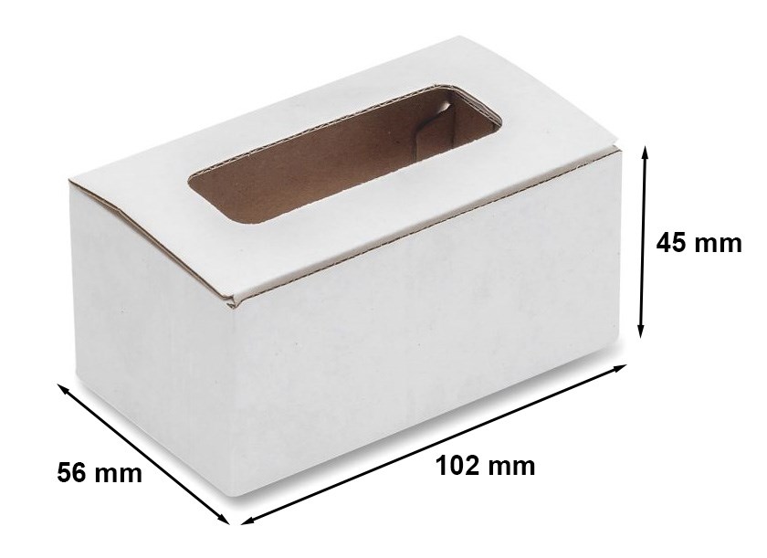 Karton wykrojnikowy pudełko na wizytówki 102x56x45 mm F215 biały
