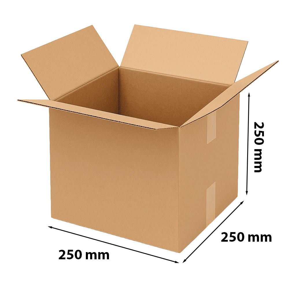 Karton klapowy 250x250x250 mm brązowe pudełko kartonowe 3-warstwowe