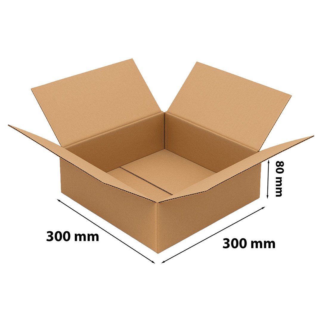 Karton klapowy 300x300x80 mm pudełko kartonowe brązowe 3-warstwowe
