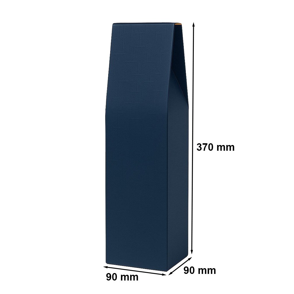 Pudełko tekturowe K-871 niebieskie na 1 butelkę wina 90 x 90 x 370 mm