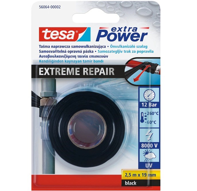 Tesa Taśma samowulkanizująca extra Power 2,5 m x 19 mm czarna 1 rolka