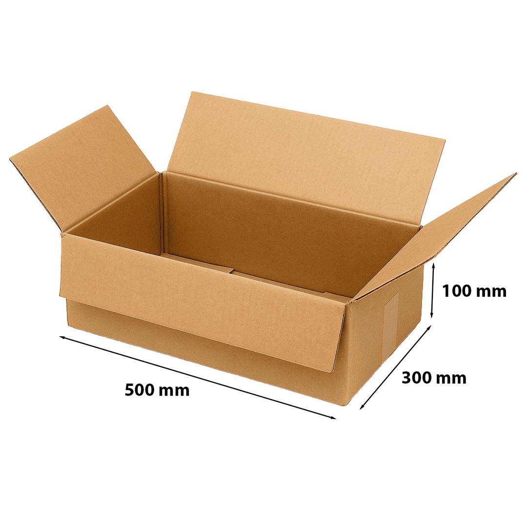 Karton klapowy pudło kartonowe 500x300x100 mm brązowe 3-warstwowe