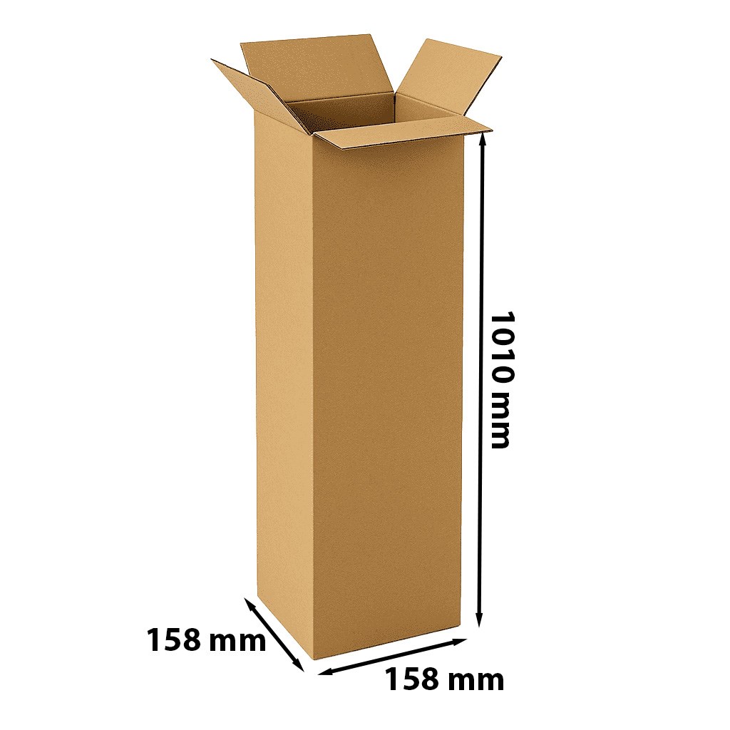 Karton klapowy podłużny pudełko kartonowe 158x158x1010 mm brązowe