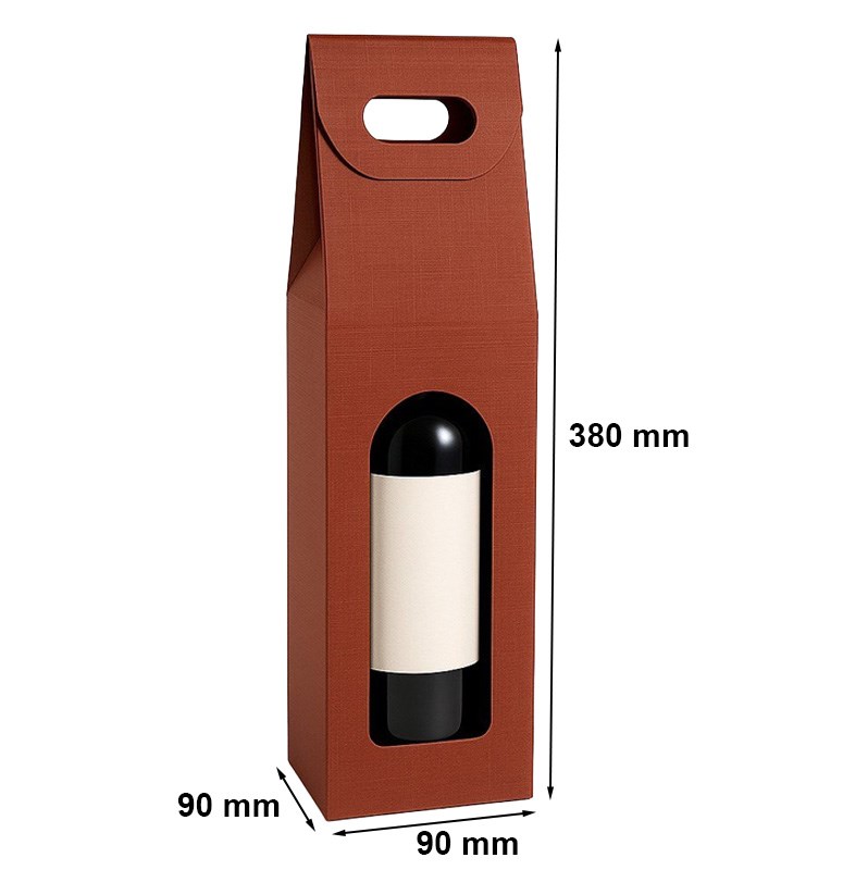 Pudełko tekturowe prezentowe K-877 na wino bordowe 90x90x380 mm