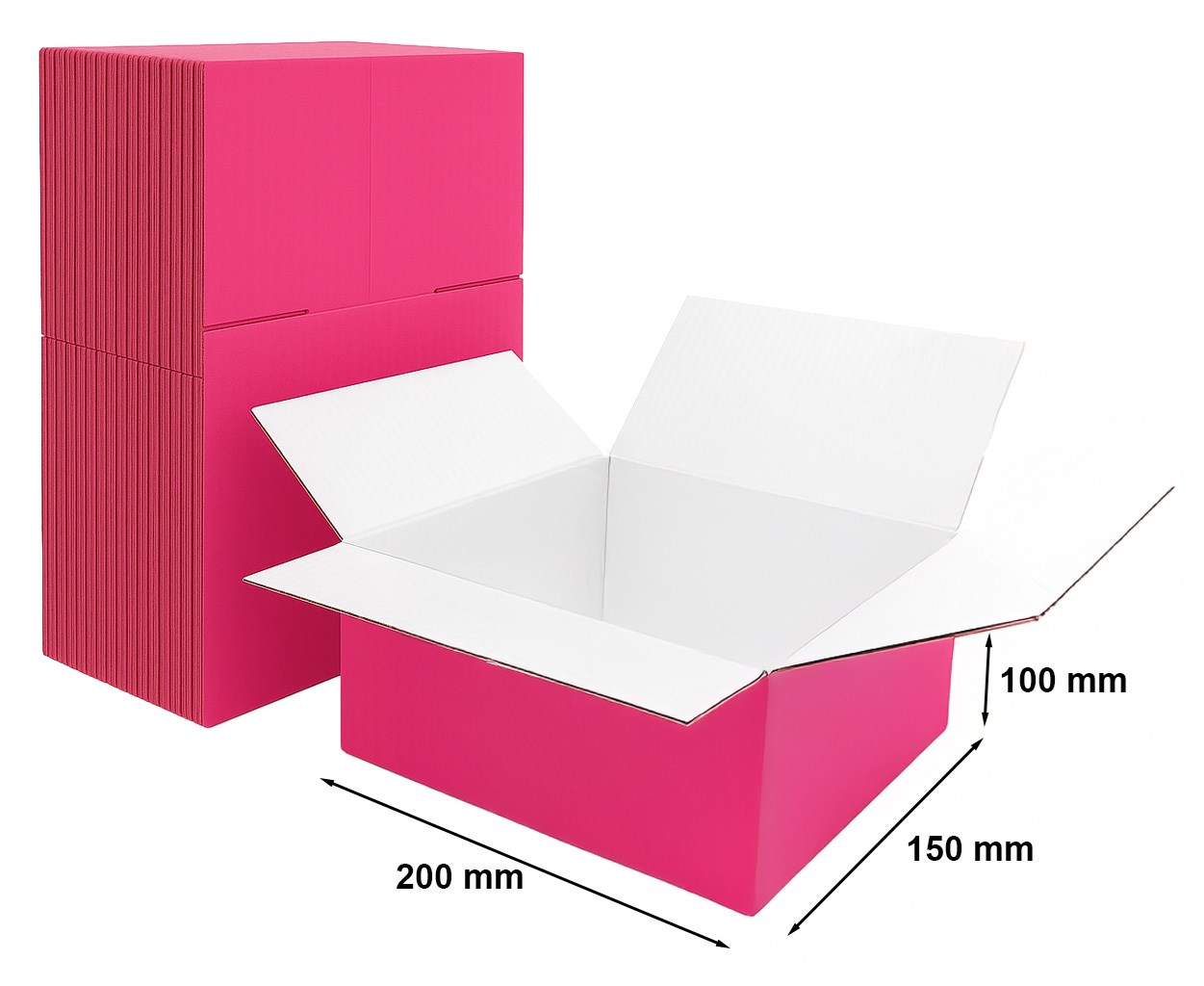 Karton klapowy 200x150x100 mm różowy, pudełko kartonowe 10 szt.