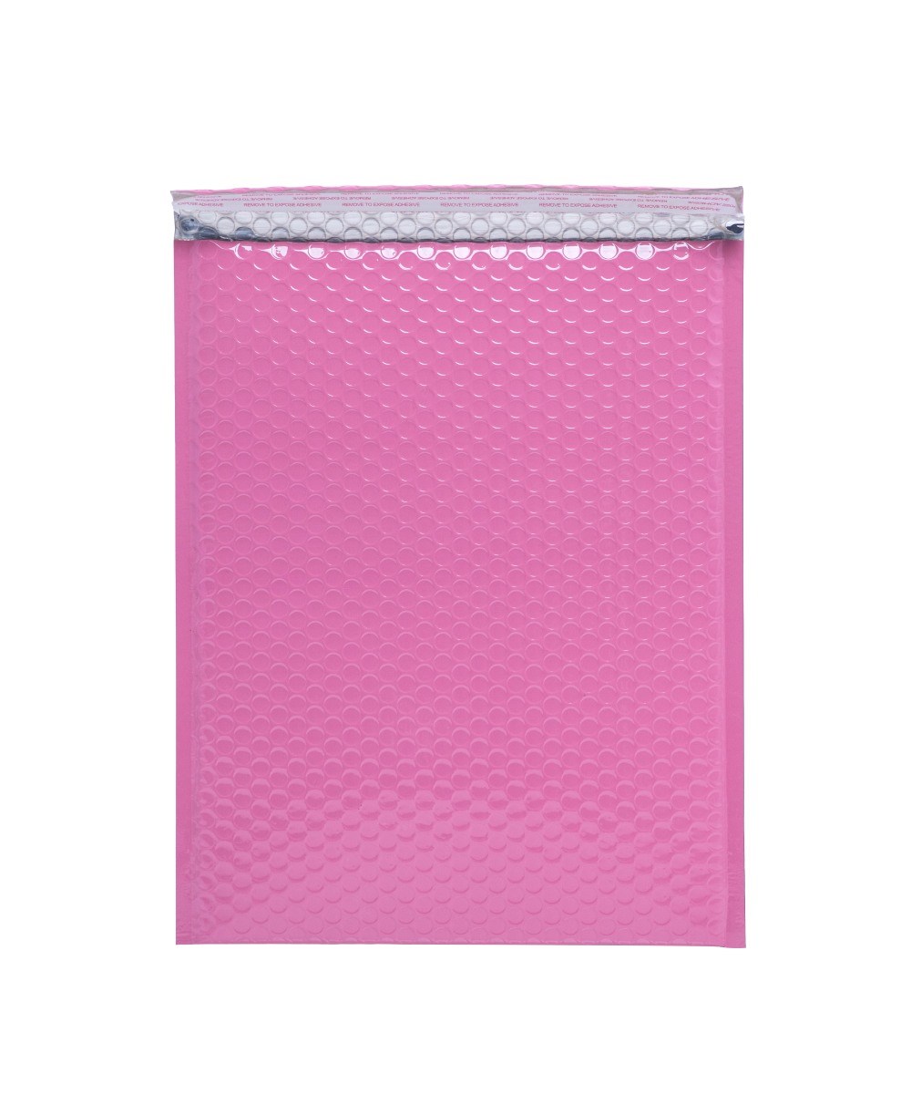 Koperty bąbelkowe metaliczne różowe 220x265 mm 100 sztuk ozdobne