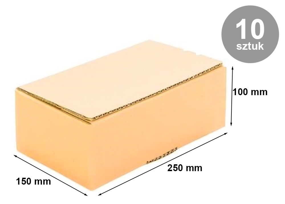 Pudełko fasonowe wykrojnikowe 250x150x100 mm B380 brązowe 10 szt.