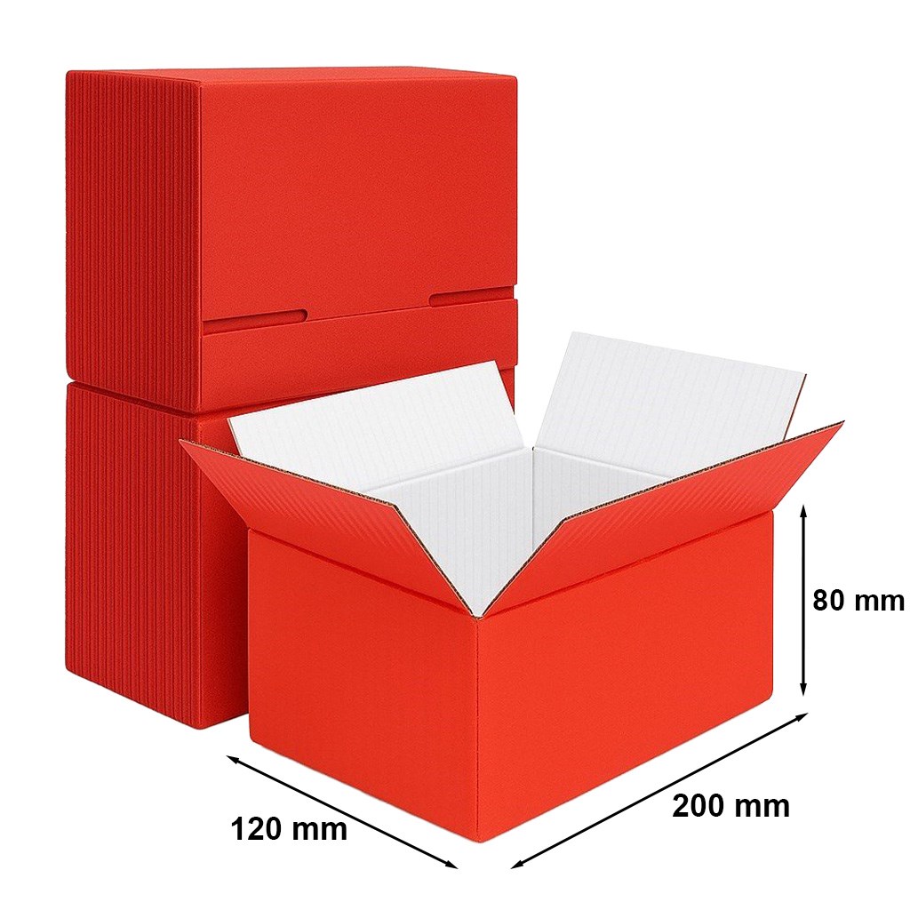 Karton Klapowy 200x120x80mm Czerwony - 10szt - Pudełka do pakowania