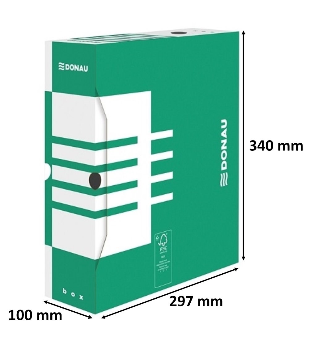 Pudło archiwizacyjne kartonowe A4 na dokumenty 100x340x297 mm zielone