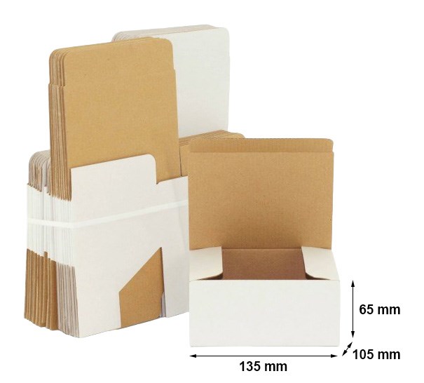 Kartony wykrojnikowe białe pudełka fasonowe 135x105x65 mm 100 szt