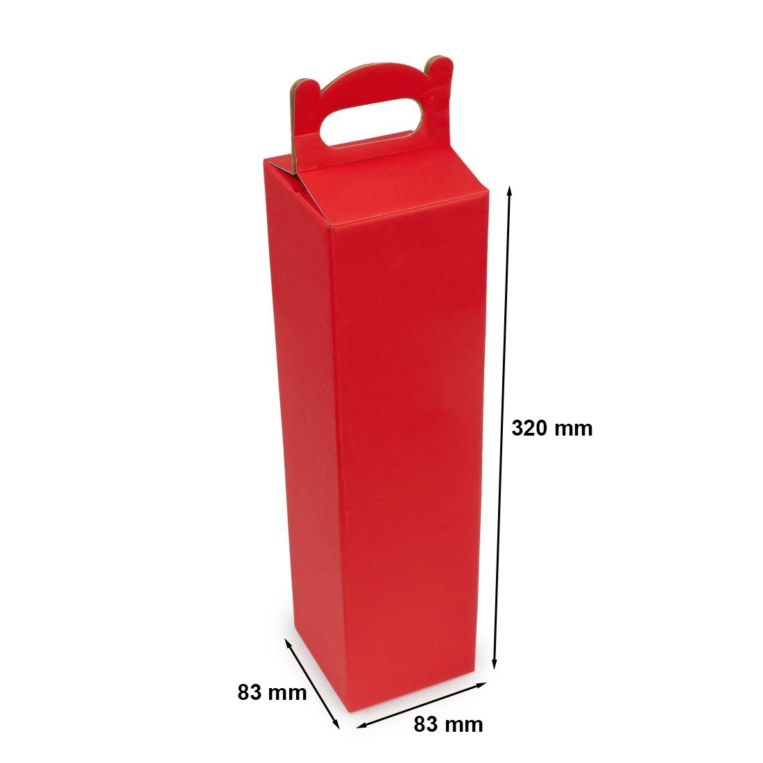 Pudełko na wino czerwone fasonowe kartonowe 83x83x320 mm F217 380 g/m2