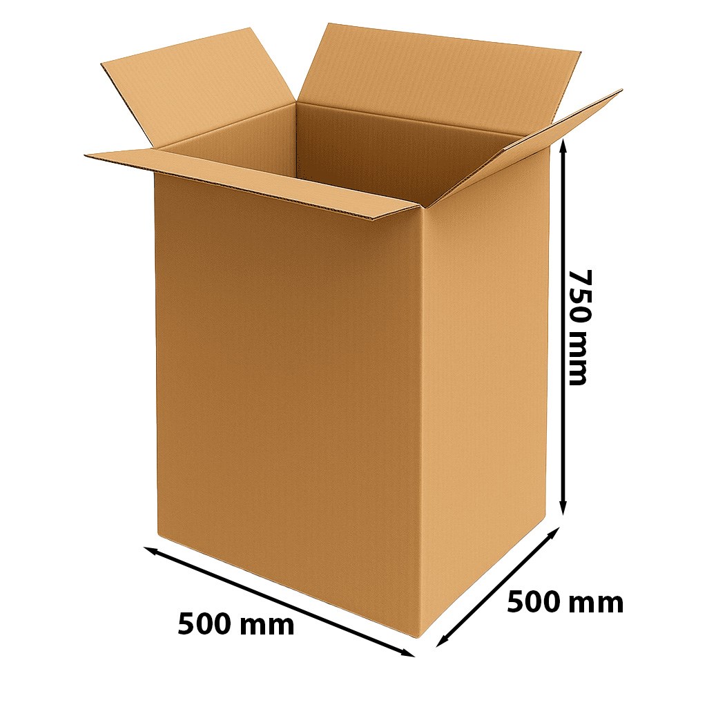 Karton klapowy 500x500x750 mm 3-warstwowy z tektury falistej brązowy