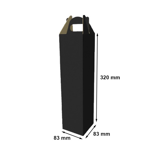 Pudełko fasonowe kartonowe na wino czarne 83x83x320 mm F217