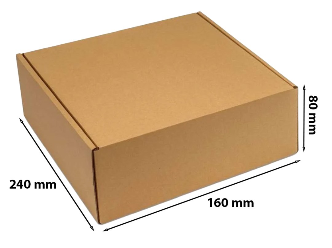 Karton fasonowy wykrojnikowy 240x160x80 mm brązowy Fefco 426