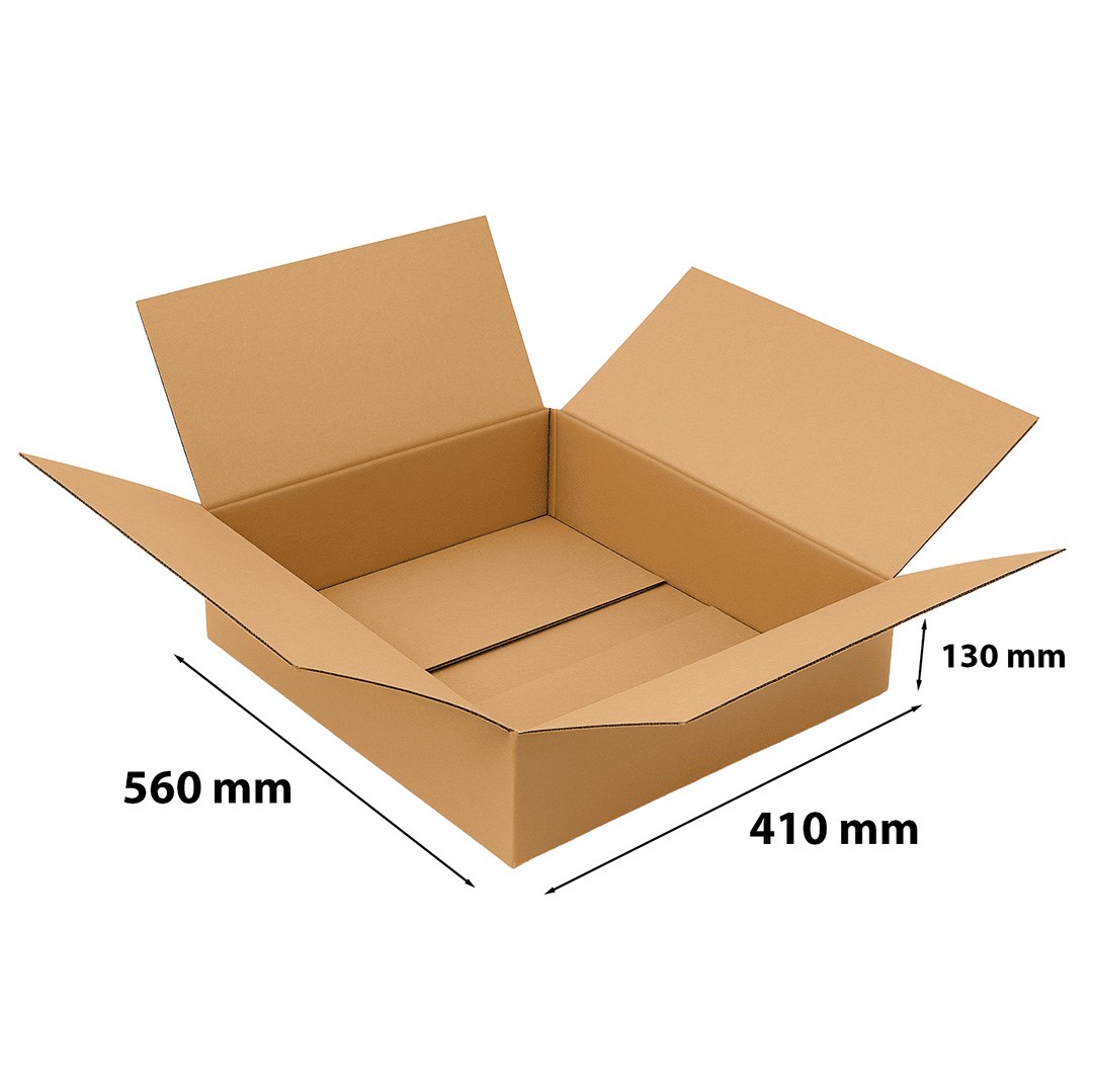 Karton klapowy wysyłkowy 560x410x130 mm 3-warstwowy brązowy fala B