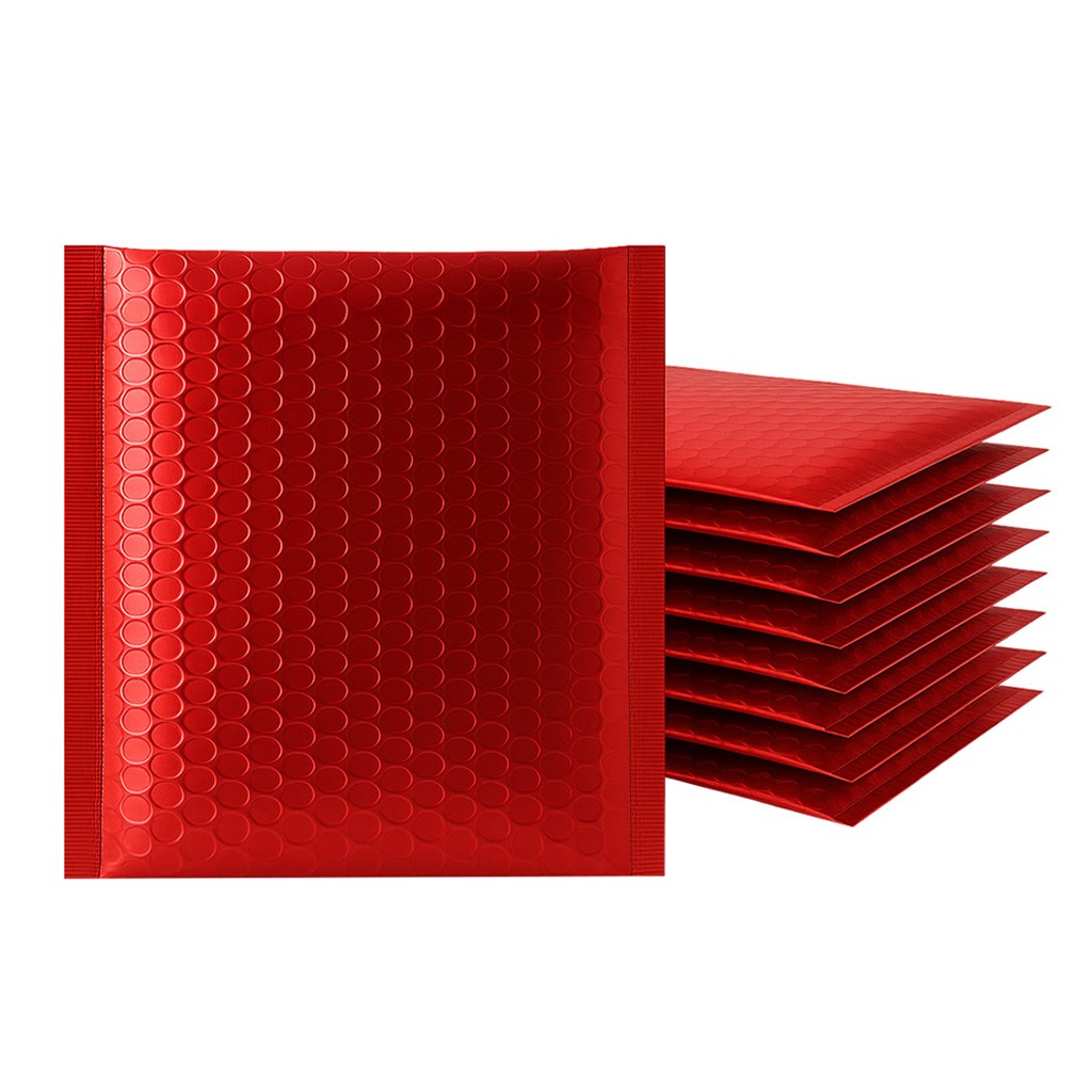 Koperty bąbelkowe metaliczne czerwone 165x165 mm 100 szt.
