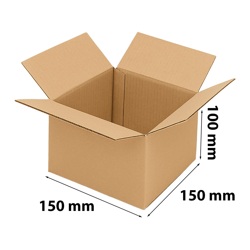 Karton klapowy 150x150x100 mm pudełko kartonowe 3-warstwowe brązowe