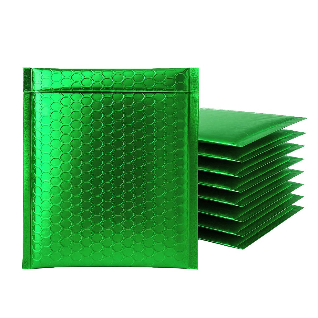 Koperty bąbelkowe na płyty CD metaliczne zielone 165x165 mm 100 szt.