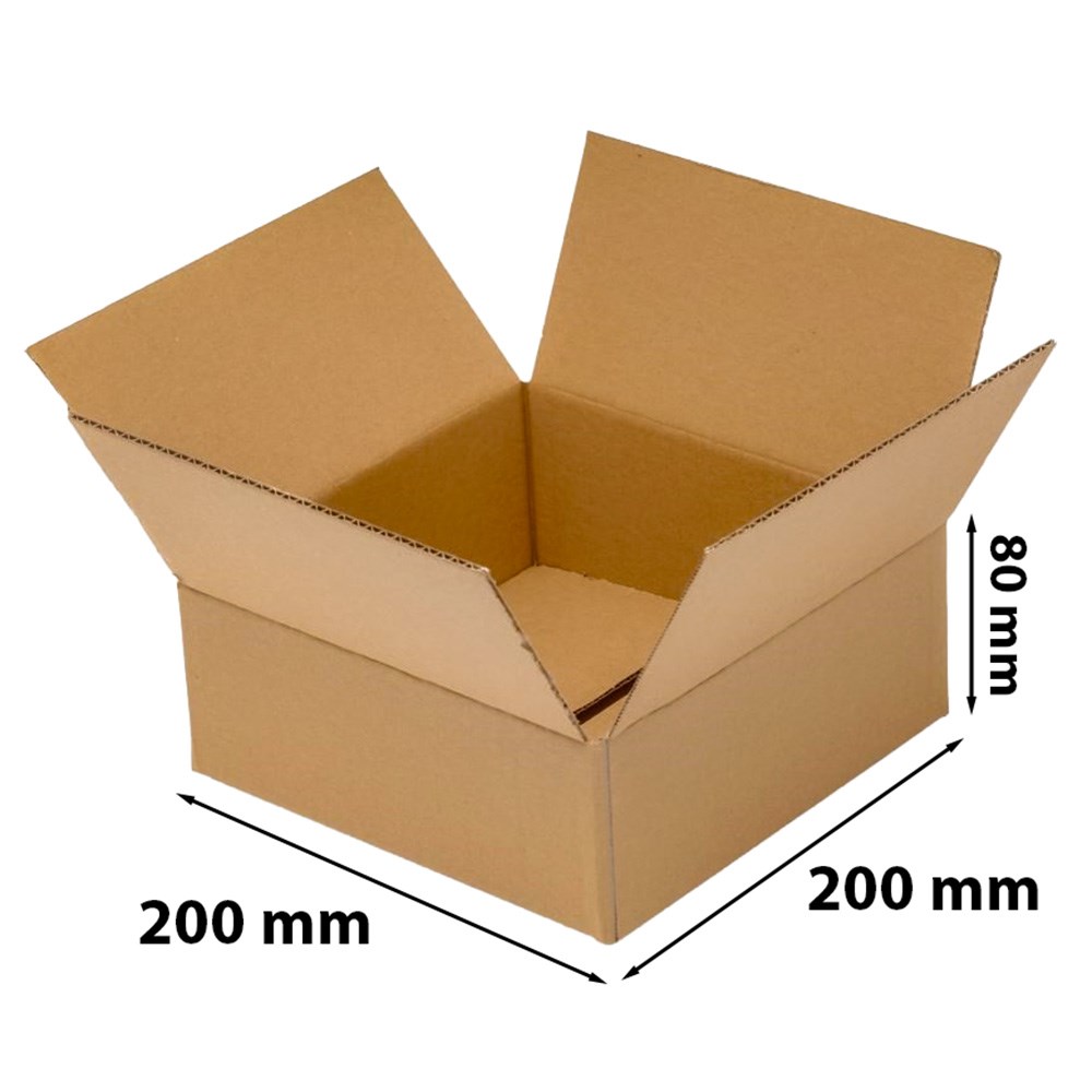 Karton klapowy pudełko kartonowe 200x200x80 mm 3-warstwowe brązowe