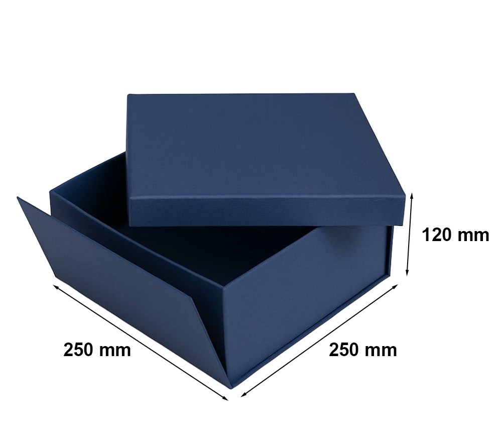 Składane pudełko prezentowe z wieczkiem 250x250x120 mm granatowe