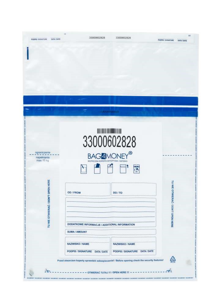 Koperty bankowe bezpieczne C3 320x450 mm przezroczyste 100 szt