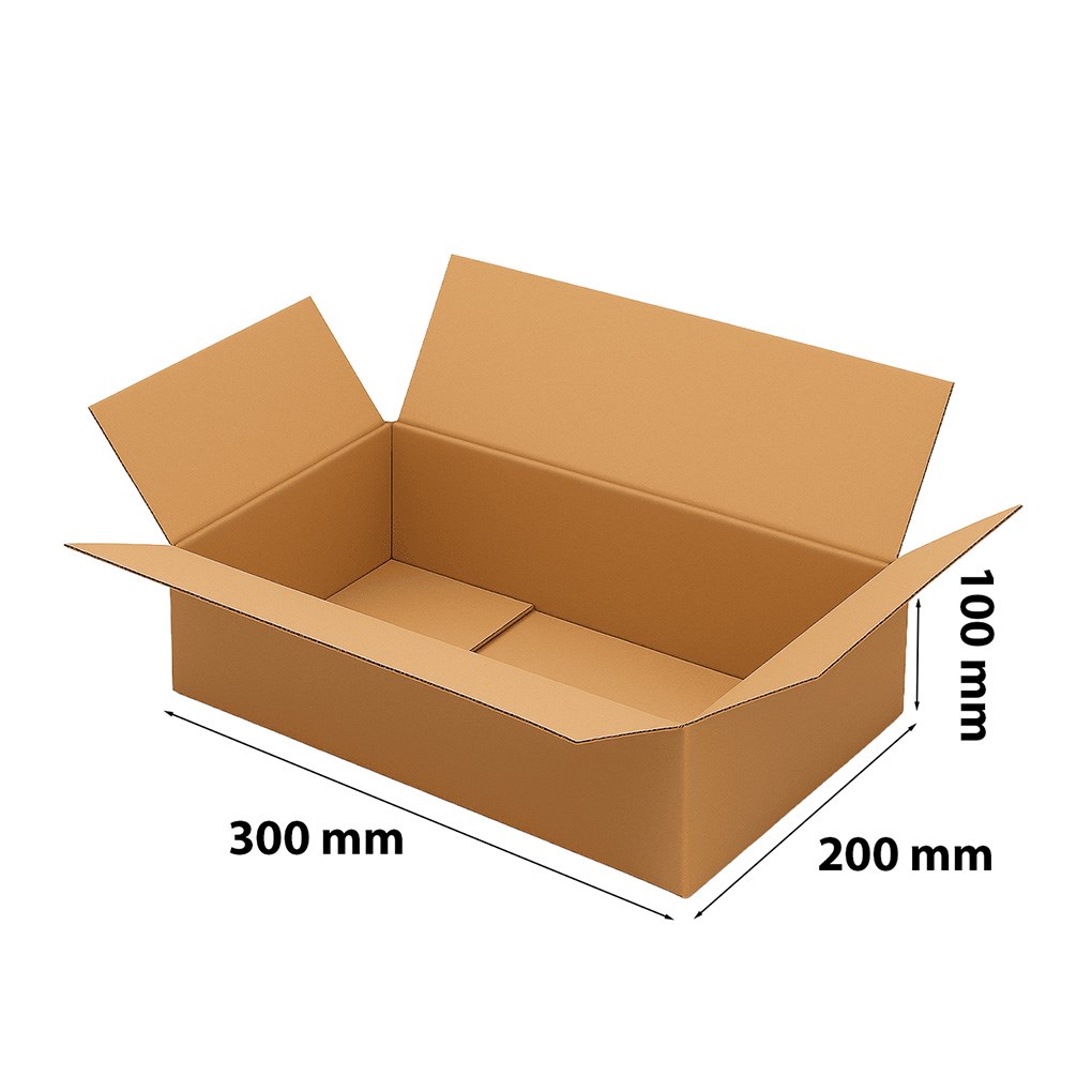Karton klapowy 300x200x100 mm pudełko wysyłkowe brązowe 3-warstwowe