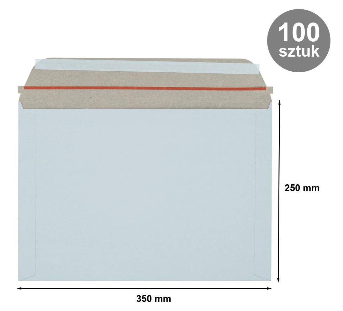 Koperta kartonowa kurierska samoprzylepna B4 250x350 biała 100 szt.