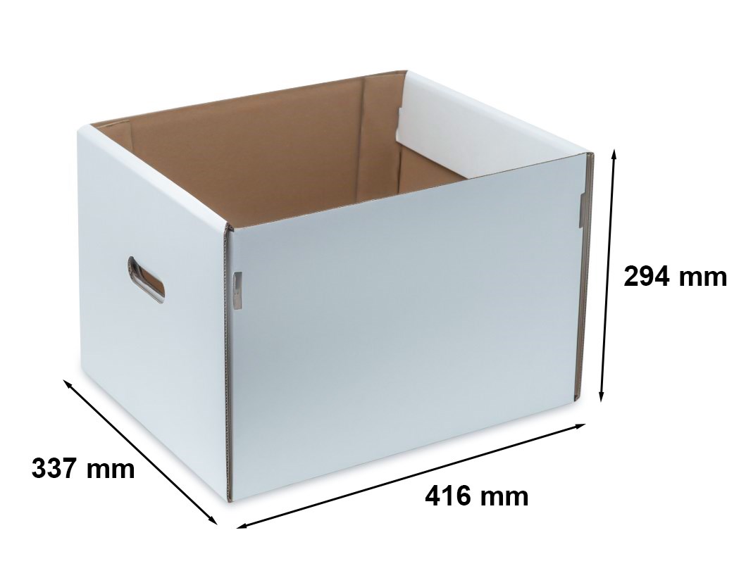 Karton wykrojnikowy, pudełko fasonowe 416x337x294 mm białe bez pokryw