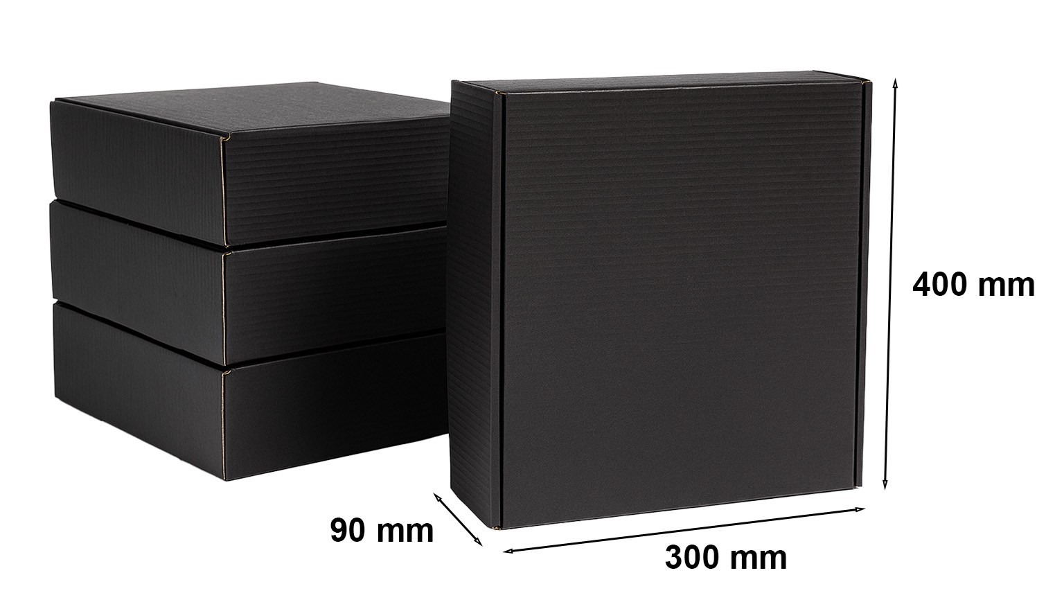 Karton fasonowy 400x300x90 mm czarny, pudełko kartonowe - 50 sztuk