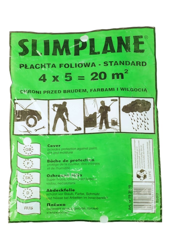 Folia malarska ochronna HDPE 4x5m Standard zielona do prac remontowych