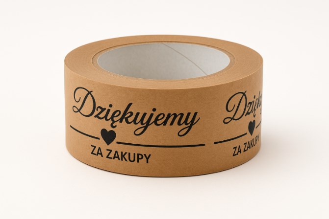 Taśma pakowa papierowa kraft Dziękujemy za zakupy 48mm/50m brązowa