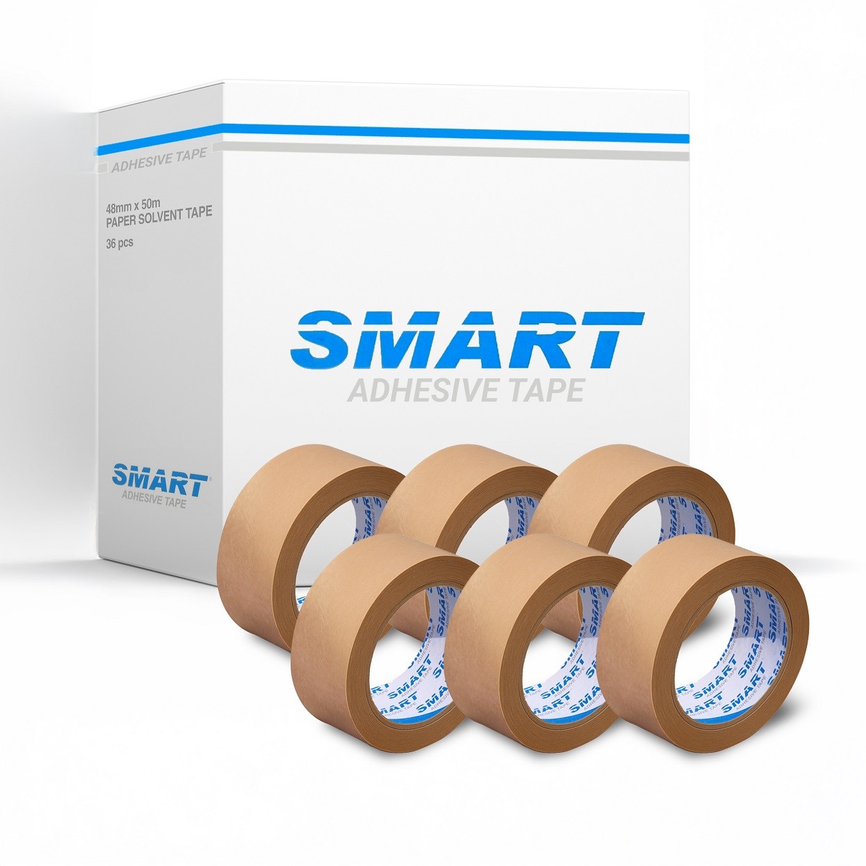 Taśma papierowa pakowa brązowa 48mm x 50m Smart Solvent 36 szt.