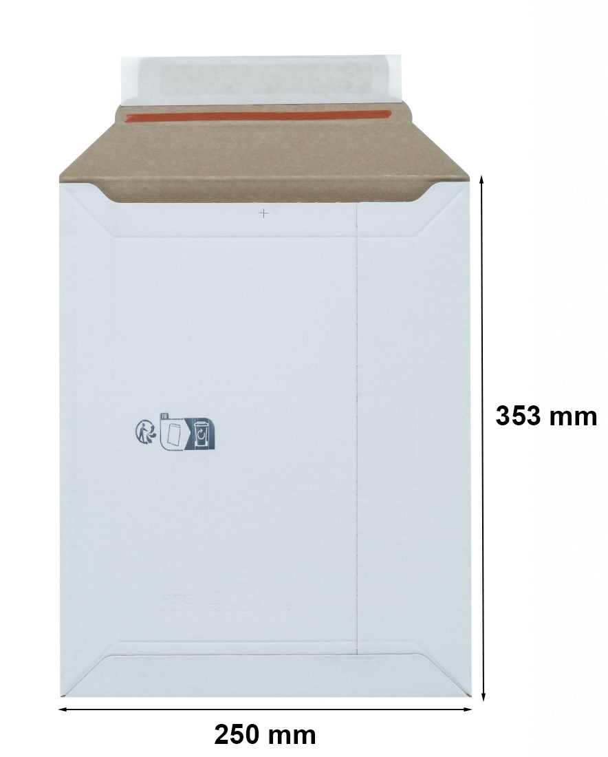 Koperta kartonowa 250x353mm biała B4 – twarda koperta do wysyłki