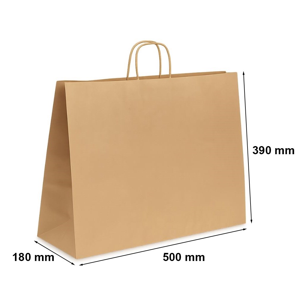 Torba papierowa prezentowa z uchwytem 500x180x390 mm brązowa 35 l