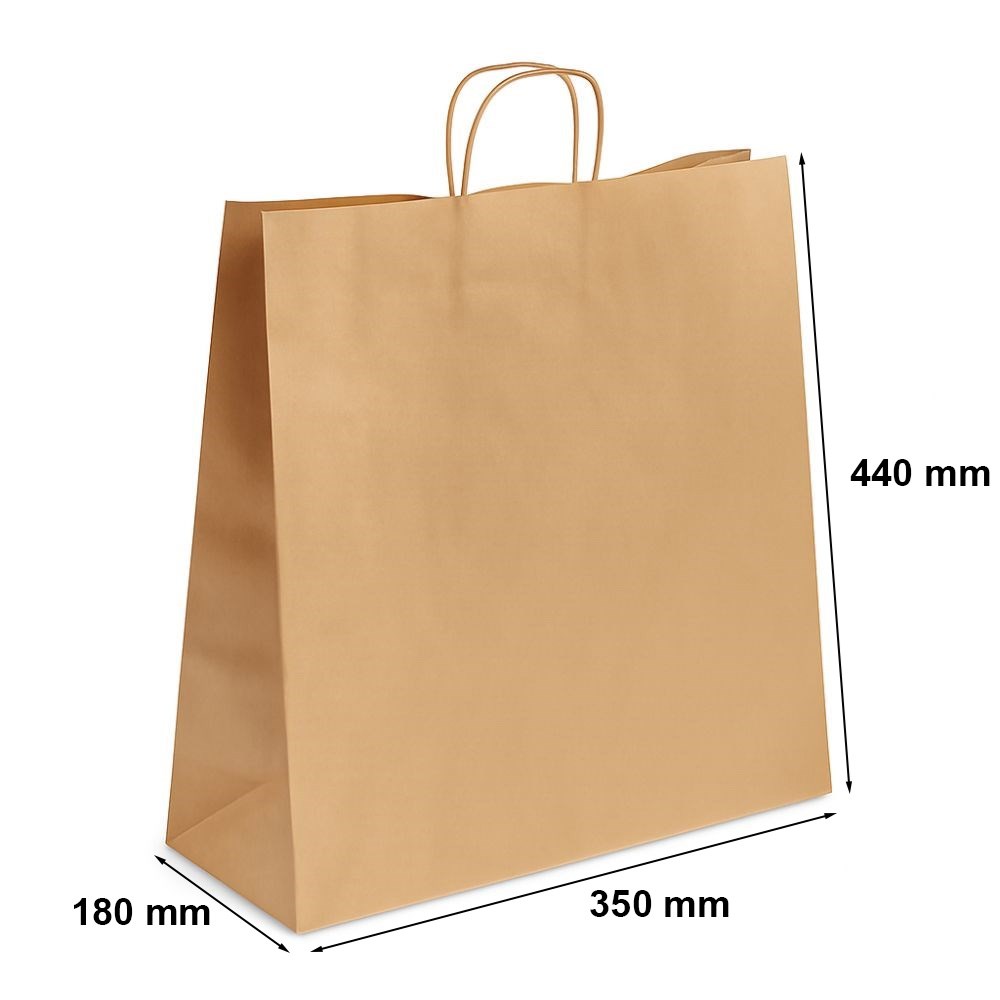 Torba papierowa prezentowa brązowa 350x180x440 mm z uchwytem 28 l