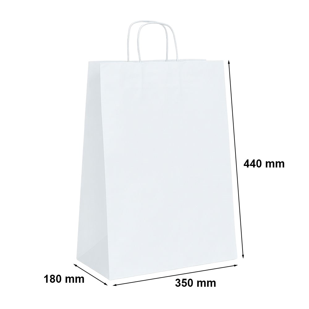 Torba papierowa biała 350x180x440 mm 28 l z uchwytem sznurkowym