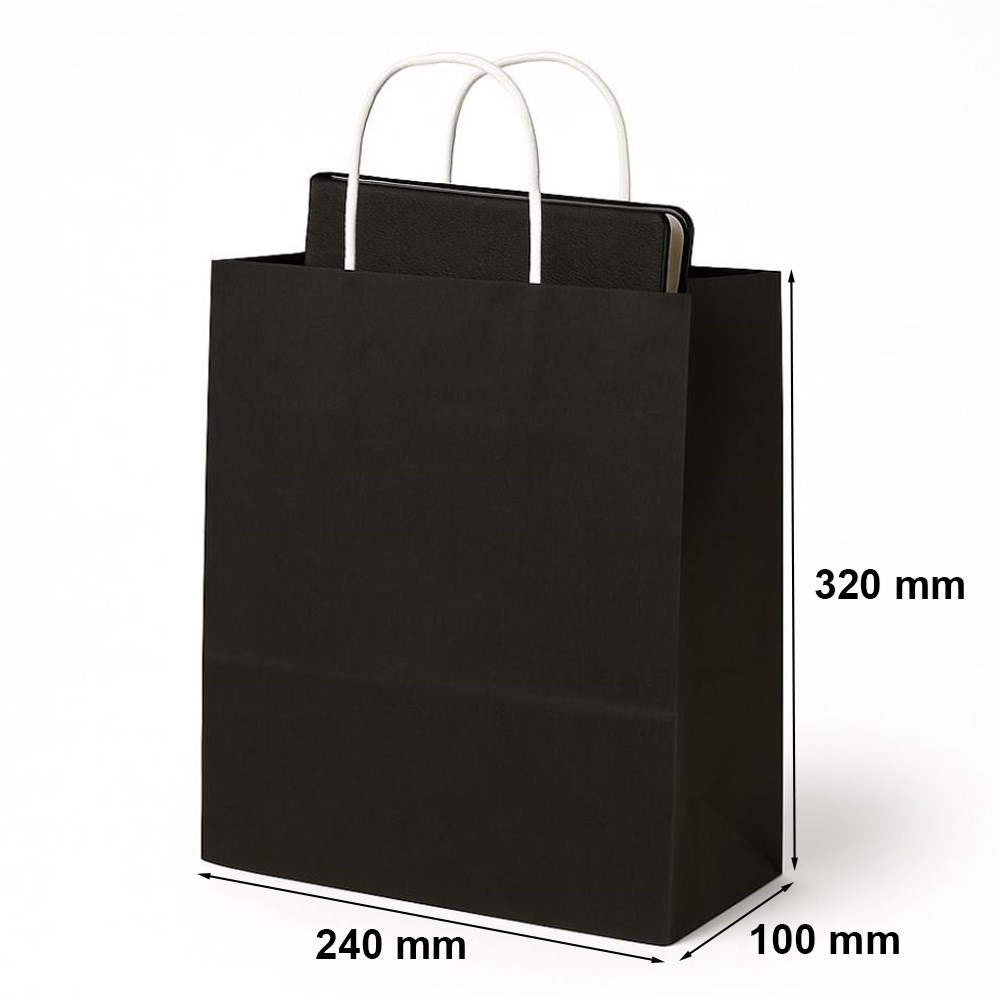 Torba papierowa na prezent ECOBAG z uchwytem 240x100x320 mm czarna