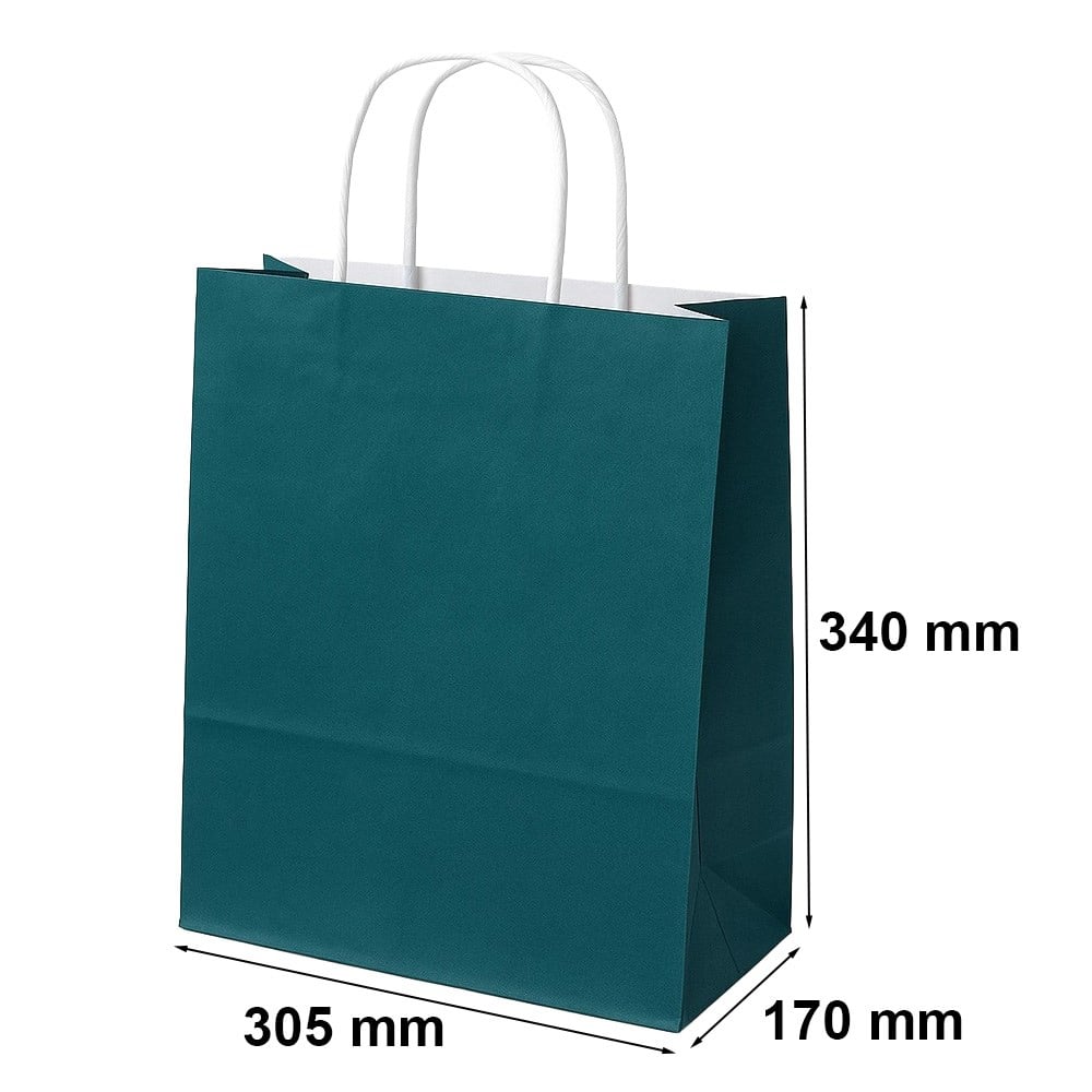 Torba papierowa upominkowa ECOBAG zielona z uchwytem 305x170x340 mm