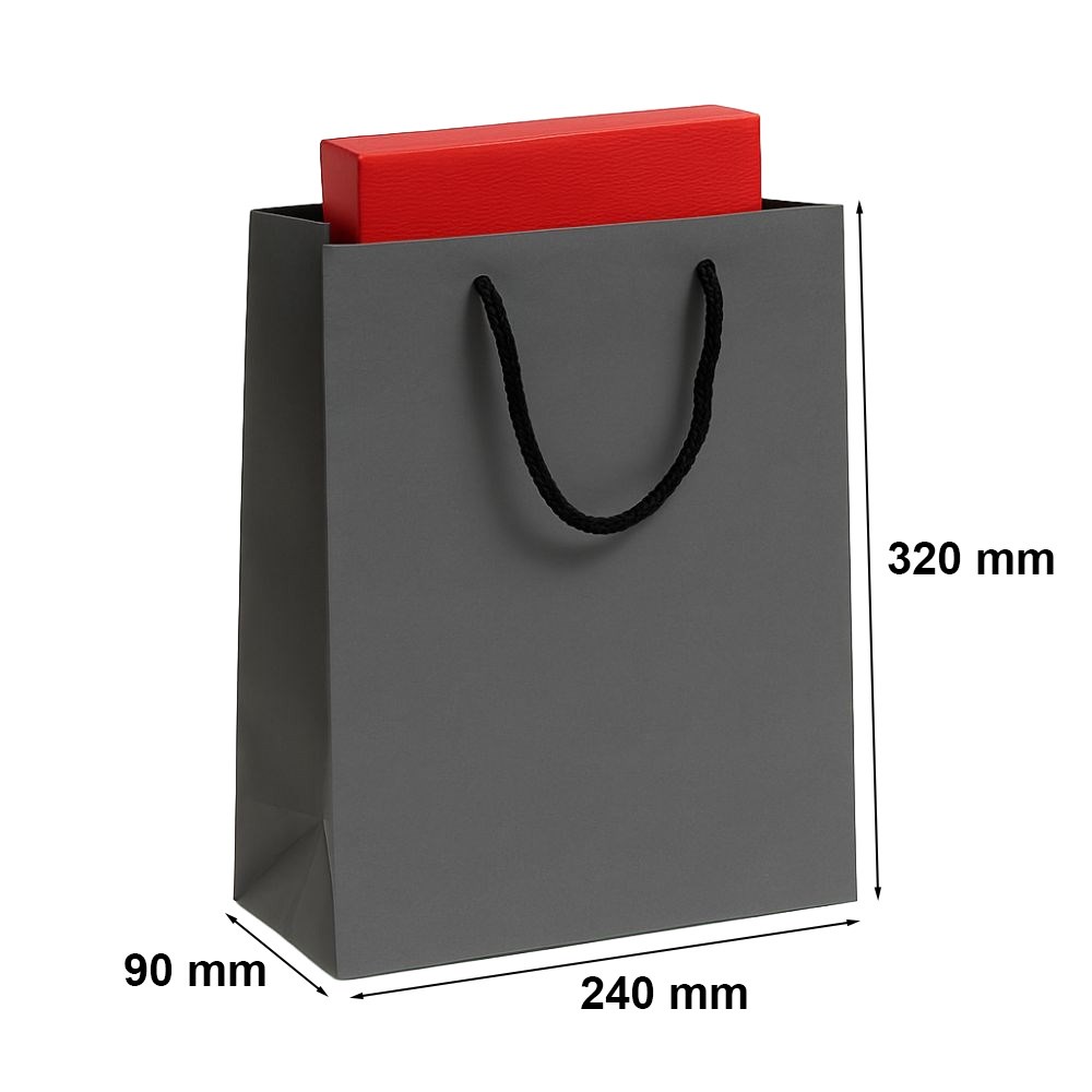 Torba papierowa prezentowa z uchwytem sznurkowym 240x90x320 mm czarna