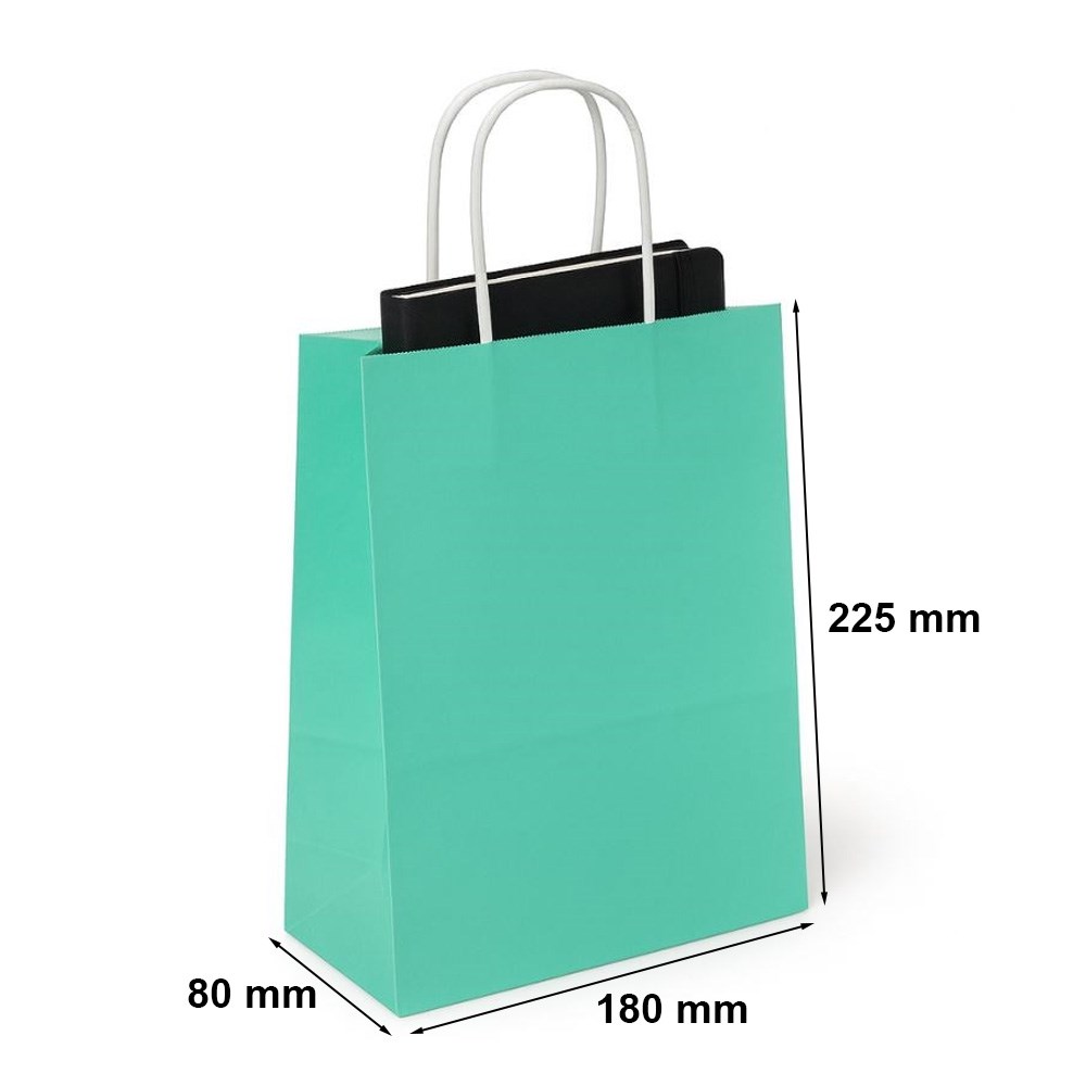 Torba papierowa prezentowa z uchwytem 180x80x225 pastelowa zieleń