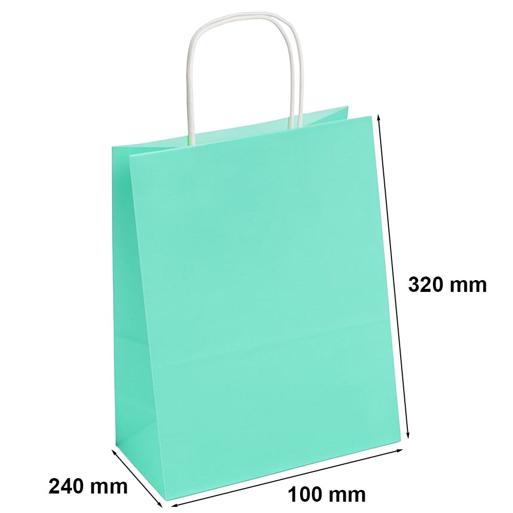 Torba papierowa na prezent z uchwytem 240x100x320 mm pastelowa zieleń