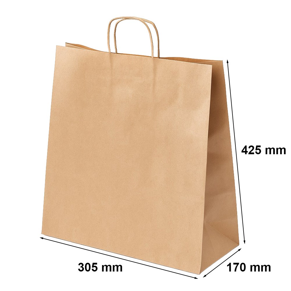 Torba Papierowa 305x170x425 Brązowa Gładka z Uchem Sznurkowym