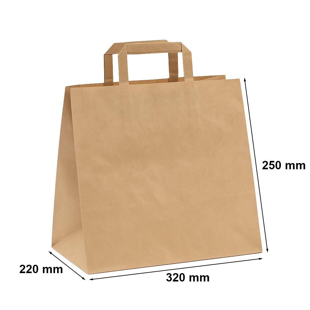 Torba papierowa brązowa 320x220x250 mm z uchwytem skręcanym 18 l