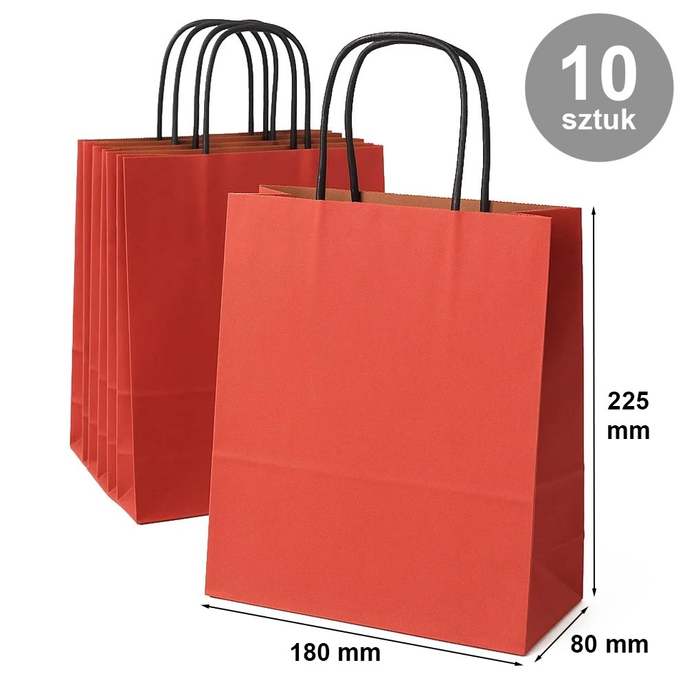 Pakiet - Torba papierowa na prezent 180x80x225 / CZERWONA 10 szt