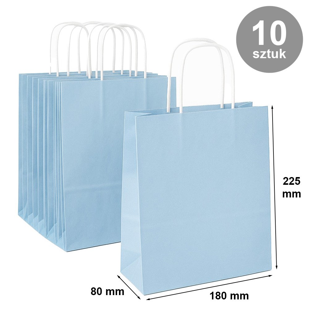 Pakiet - Torba papierowa na prezent 180x80x225 PASTELOWY NIEB. 10 szt