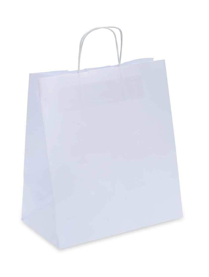 Torba papierowa na zakupy biała z uchwytem 305x170x340 mm, 10 szt.