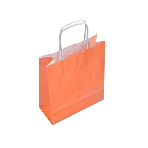 Torba papierowa pomarańczowa 305x170x340 mm z uchwytem, pakiet 10 szt.