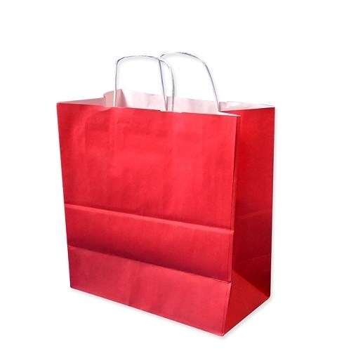 Torba papierowa czerwona 305x170x340 mm z dnem klockowym, 10 szt.