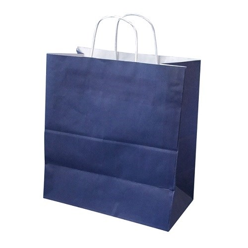 Torba papierowa na zakupy granatowa z uchwytem 305x170x340 mm, 10 szt.
