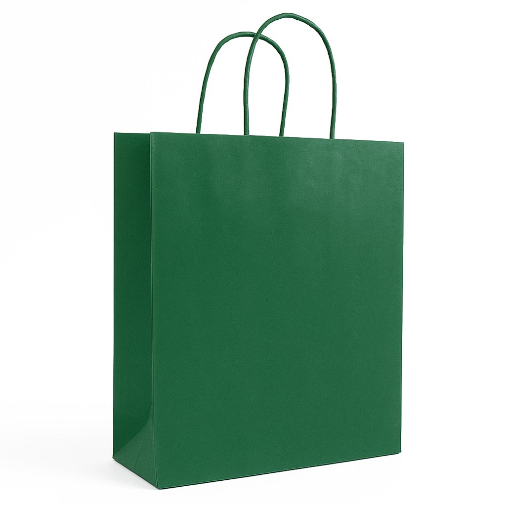 Torba papierowa 18x8x22,5 cm Green Forest zielona uchwyt kraft